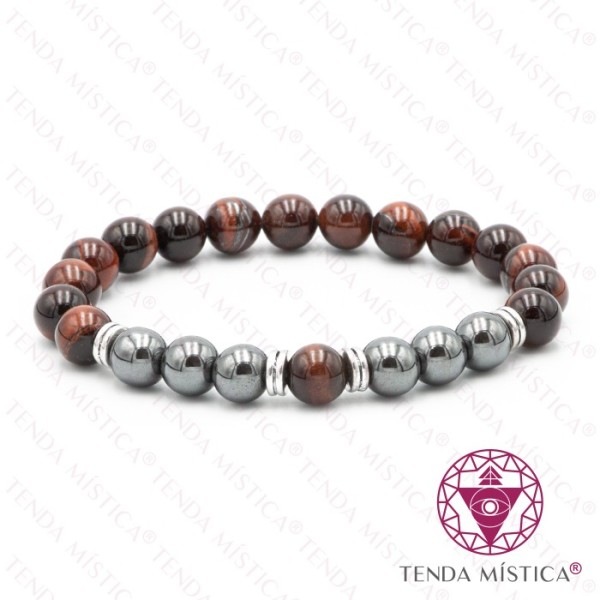 Pulseira Tripla Hematite e Olho de Boi