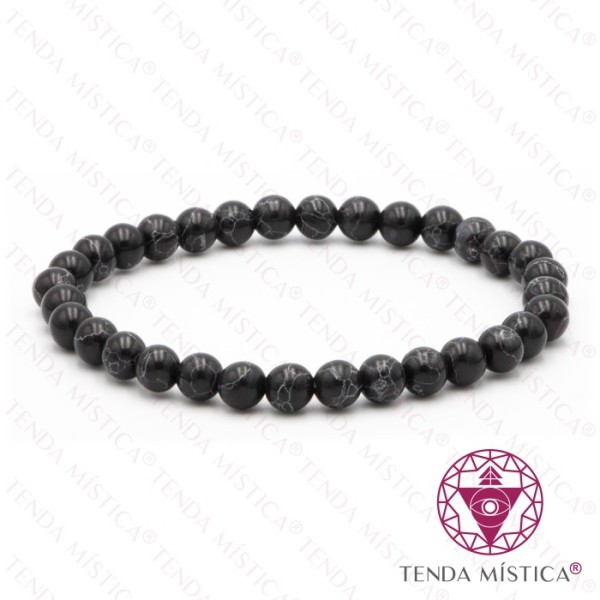 Pulseira Howlite Negra 6mm