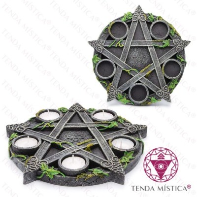DECORAÇÃO WICCA PENTAGRAMA TEA LIGHT HOLDER