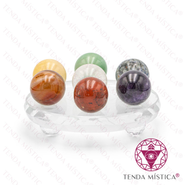 Base Vidro Estrela Davi e Esferas Chakras