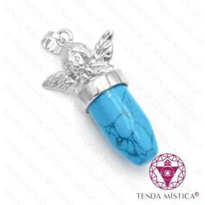 PENDENTE BALA ANJO HOWLITE TURQUESA