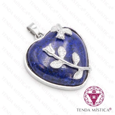 PENDENTE CORAÇÃO FLORIDO LÁPIS LAZULI