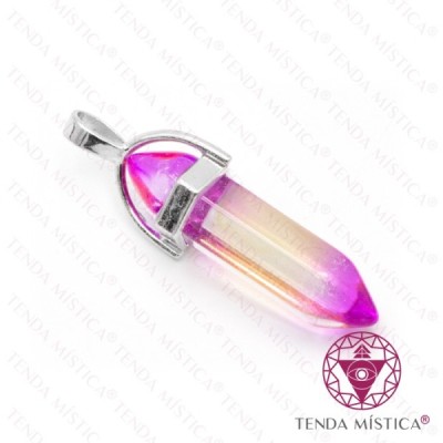 PENDENTE 2 PONTAS QUARTZO AURA ROXO