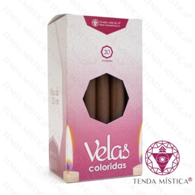 VELAS 20CM CASTANHO 20 UNID