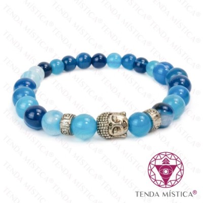 PULSEIRA AGATA AZUL BUDA 6/8MM