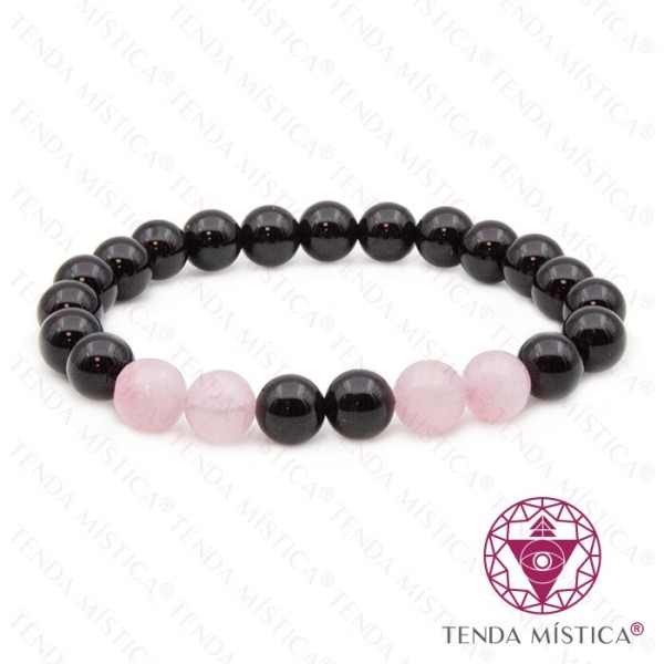 Pulseira Poder da Turmalina e Quartzo Rosa