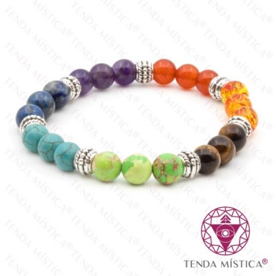 Pedras Pulseira Chakras Agata Azul