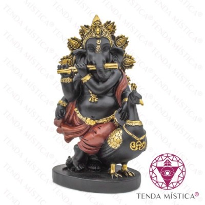 GANESHA C/ FLAUTA E PAVAO