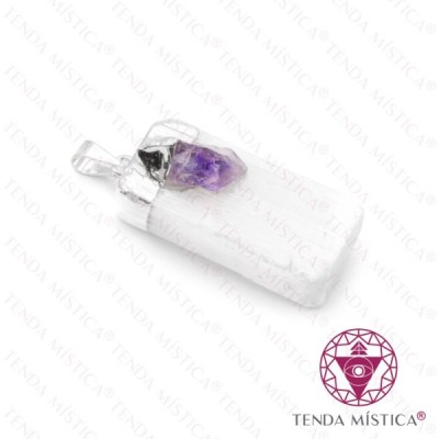 PEDRAS PENDENTE SELENITE PONTA AMETISTA