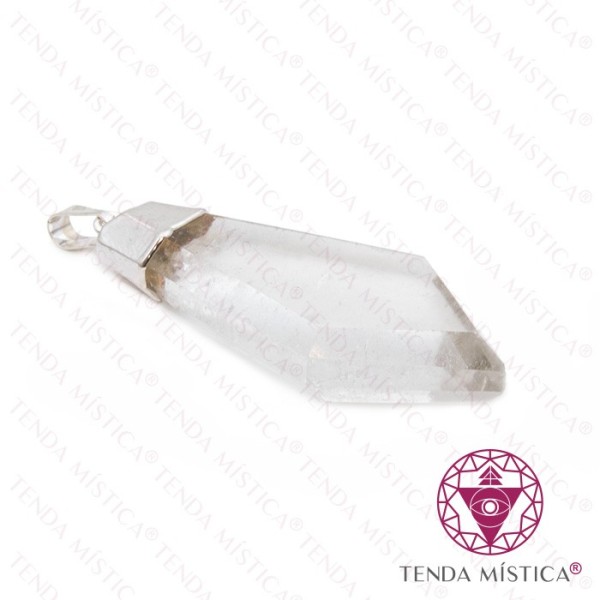 Pendente Quartzo Cristal Topo Prata Ponta