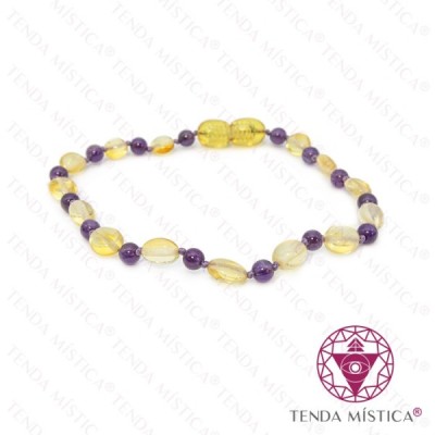 PULSEIRA AMBAR & AMETISTA 21CM