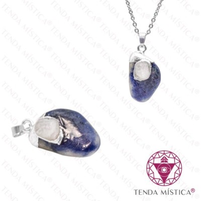 PENDENTE SODALITA ROLADO C/ Q. CRISTAL