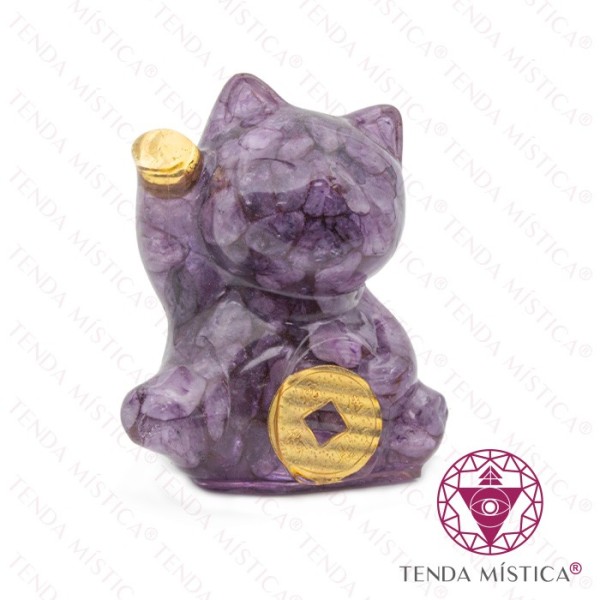 Orgonite Gato Sorte - Quartzo Verde