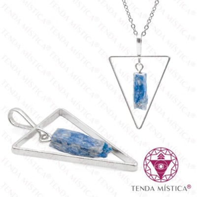 PENDENTE TRIANGULO CIANITA AZUL