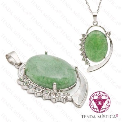 PENDENTE OVAL QUARTZO VERDE