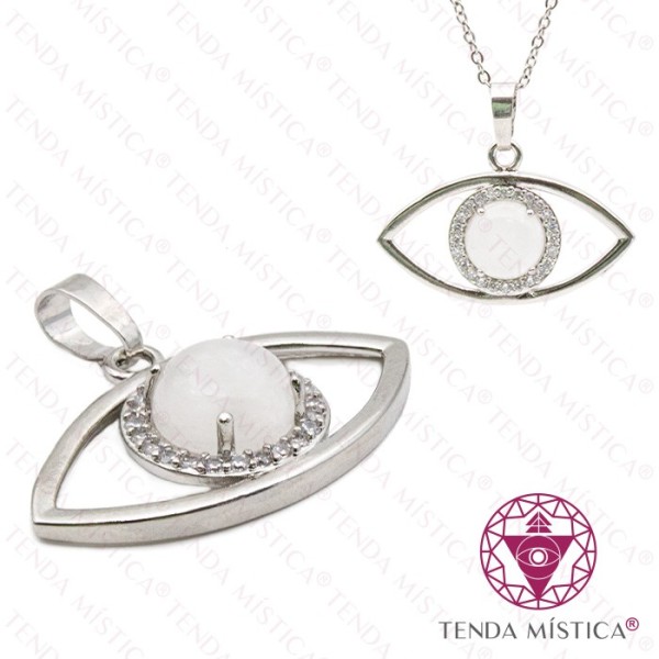 Pendente Olho Quartzo Cristal Prata