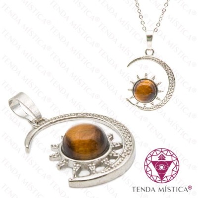 PENDENTE LUA / SOL OLHO TIGRE