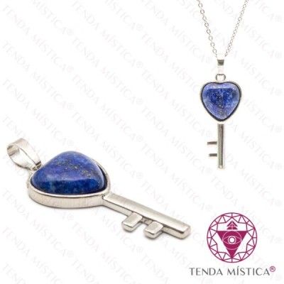 PENDENTE CHAVE/CORAÇAO LAPIS LAZULI