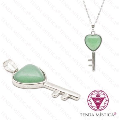PENDENTE CHAVE/CORAÇAO Q. VERDE