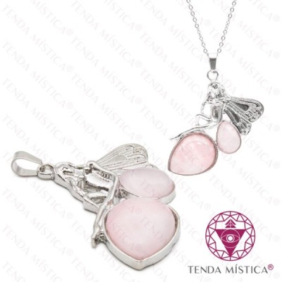 PENDENTE FADA QUARTZO ROSA
