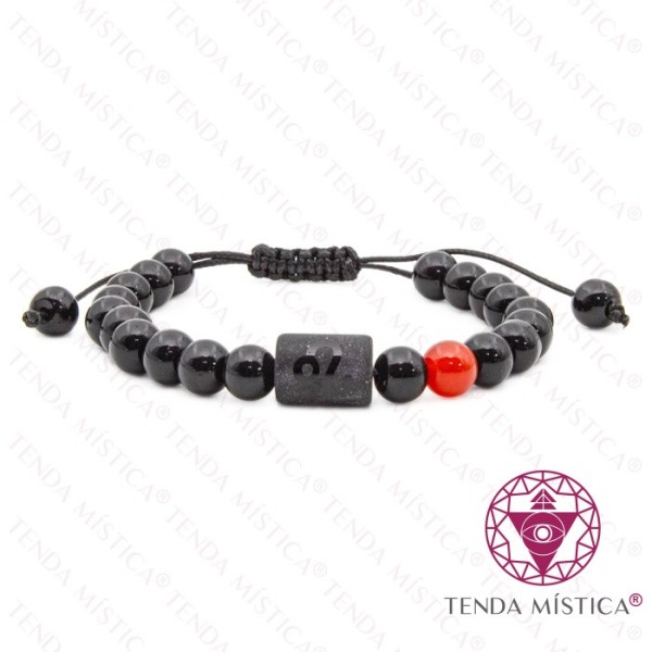 Pulseira Signo Ajustável Leão Ágata Fogo