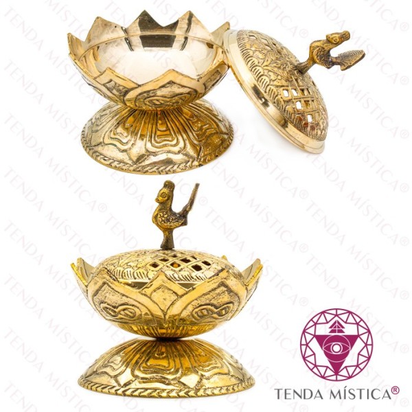 Incensário Queimador Dourado Galo de Barcelos