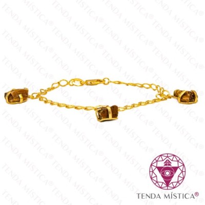 PULSEIRA C/ BANHO OURO PEDRAS VARIAS