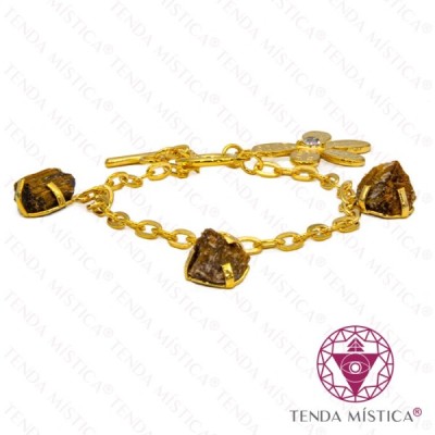 PULSEIRA C/ BANHO OURO PEDRAS VARIAS