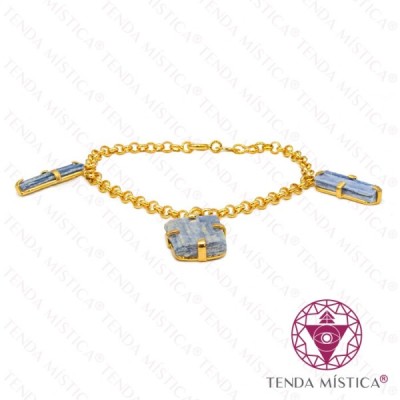 PULSEIRA C/ BANHO OURO PEDRAS VARIAS