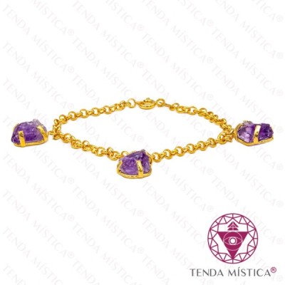 PULSEIRA C/ BANHO OURO PEDRAS VARIAS