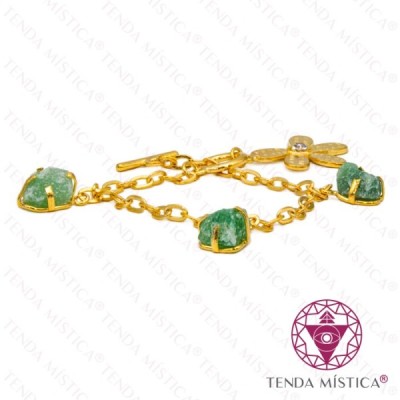 PULSEIRA C/ BANHO OURO PEDRAS VARIAS