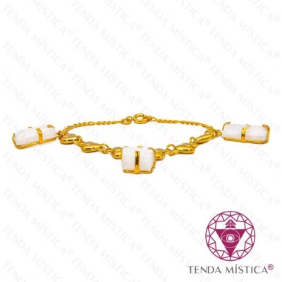 PULSEIRA C/ BANHO OURO PEDRAS VARIAS