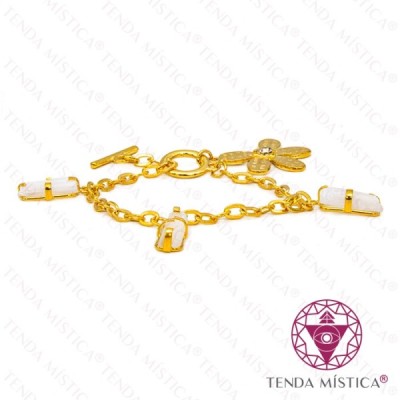 PULSEIRA C/ BANHO OURO PEDRAS VARIAS