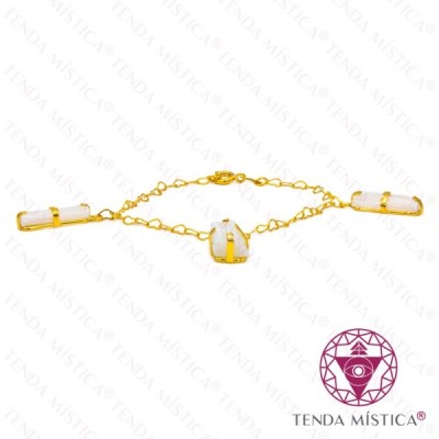 PULSEIRA C/ BANHO OURO PEDRAS VARIAS