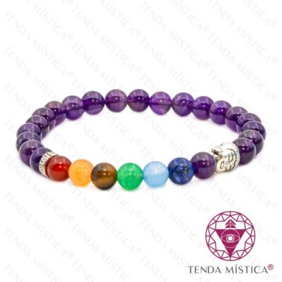 PULSEIRA CHAKRAS BUDA AMETISTA 6MM 