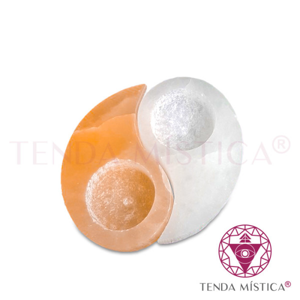 Selenite Castiçal Yin e Yang