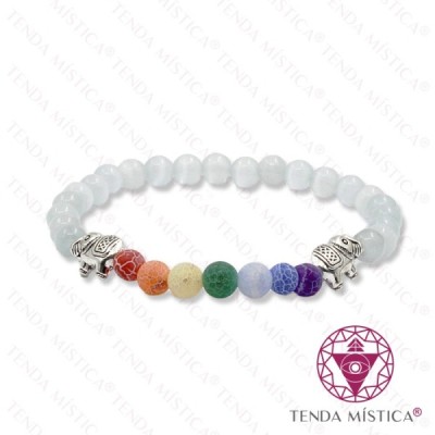 PULSEIRA CHAKRAS SELENITE ELEFANTE 6MM