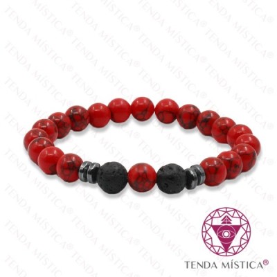 PULSEIRA HOWLITA  VERMELHA C/ VULCANICA 8MM