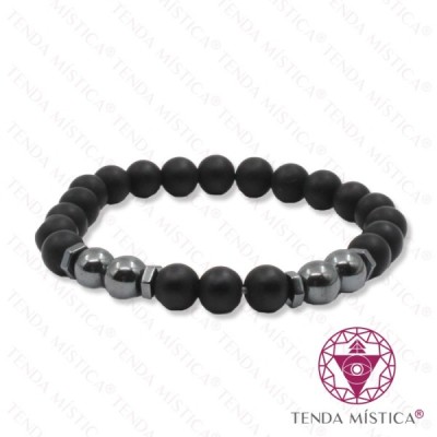 PULSEIRA ONIX MAT C/ HEMATITE 8MM