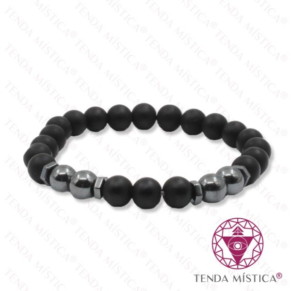 Pulseira Ónix Matt + Hematite 8mm