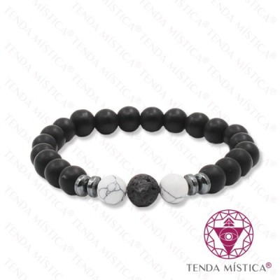 PULSEIRA ONIX MAT C/ HOWLITA BRANCA 8MM