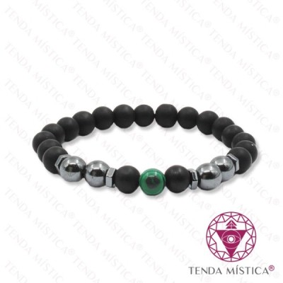 PULSEIRA ONIX MAT C/ HEMATITE MALAQUITA 8MM