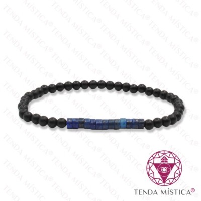 PULSEIRA ONIX MATT LAPIS LAZULI DISCOS 4MM
