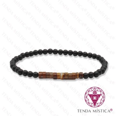 PULSEIRA ONIX MAT OLHO TIGRE DISCOS 4MM