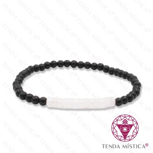 Pulseira Ónix Matt + Quartzo Rosa 4mm