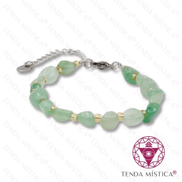 Pulseira Irregular Quartzo Verde com Aço
