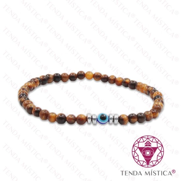 Pulseira Olho Turco + Olho de Tigre 4mm