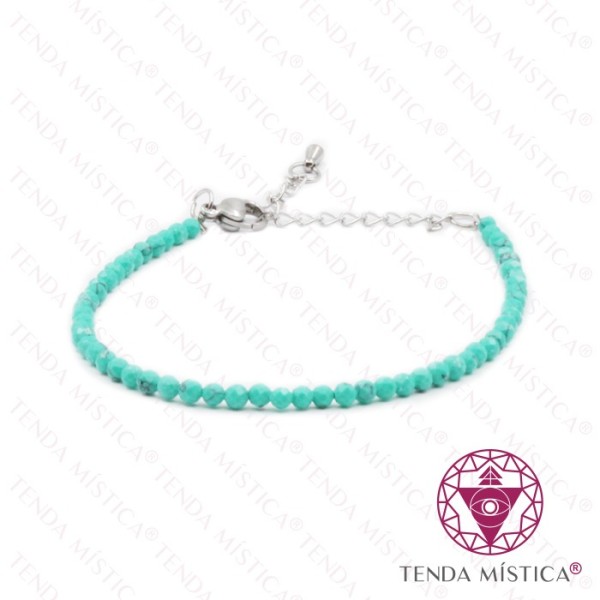 Pulseira Multiface Turquesa com Aço 3mm