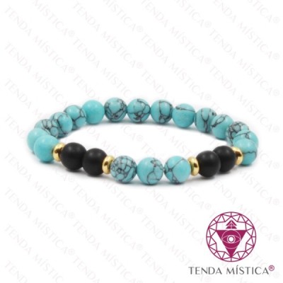PULSEIRA HOWLITE AZUL C/ ONIX MAT