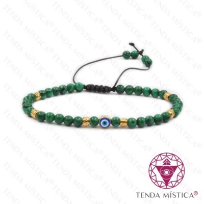 PULSEIRA MALAQUITA OLHO TURCO AJUSTAVEL